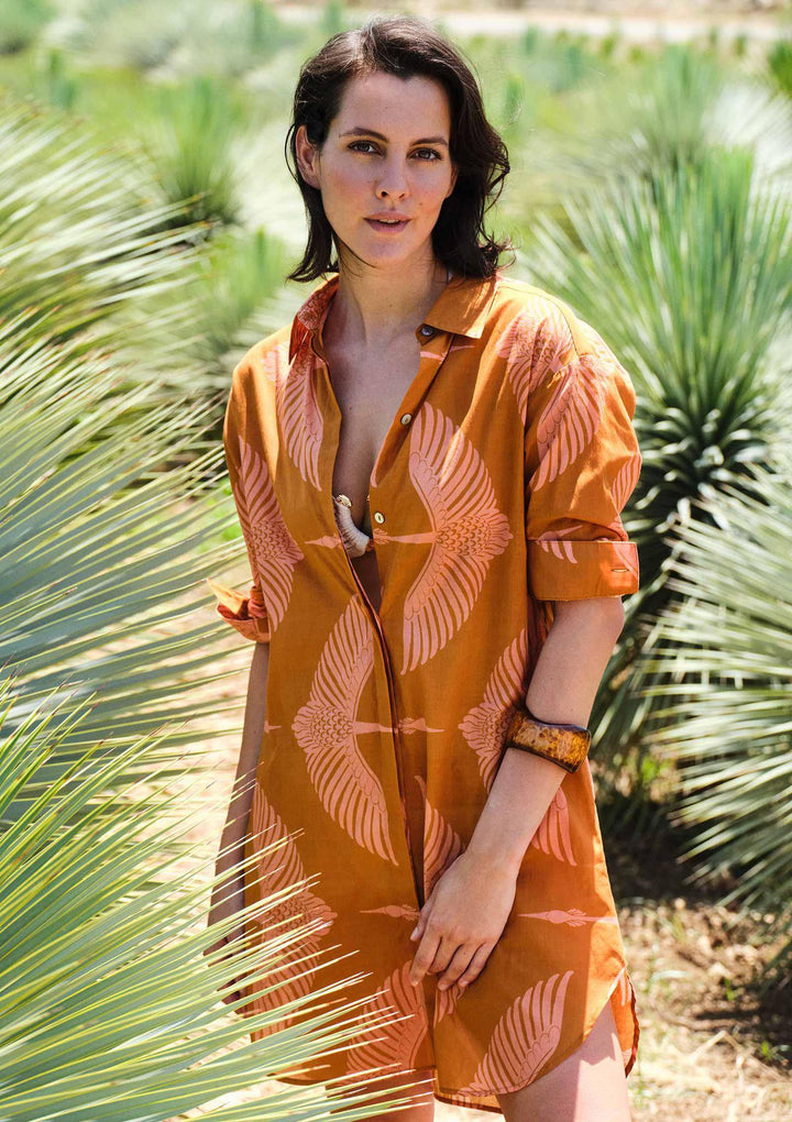 Wings Shirt Dress - Cinnamon