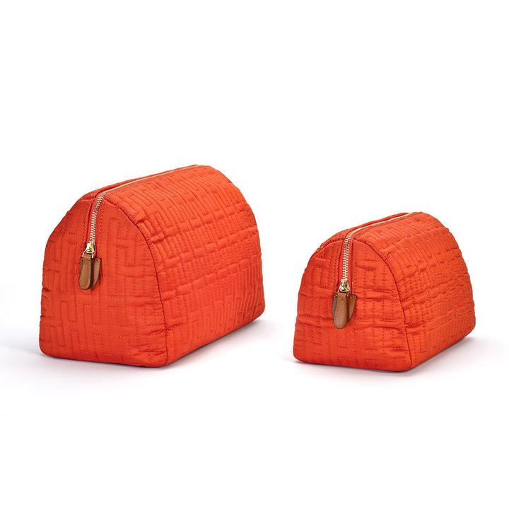 Freesia H Quilted Make-up Bag - Orange