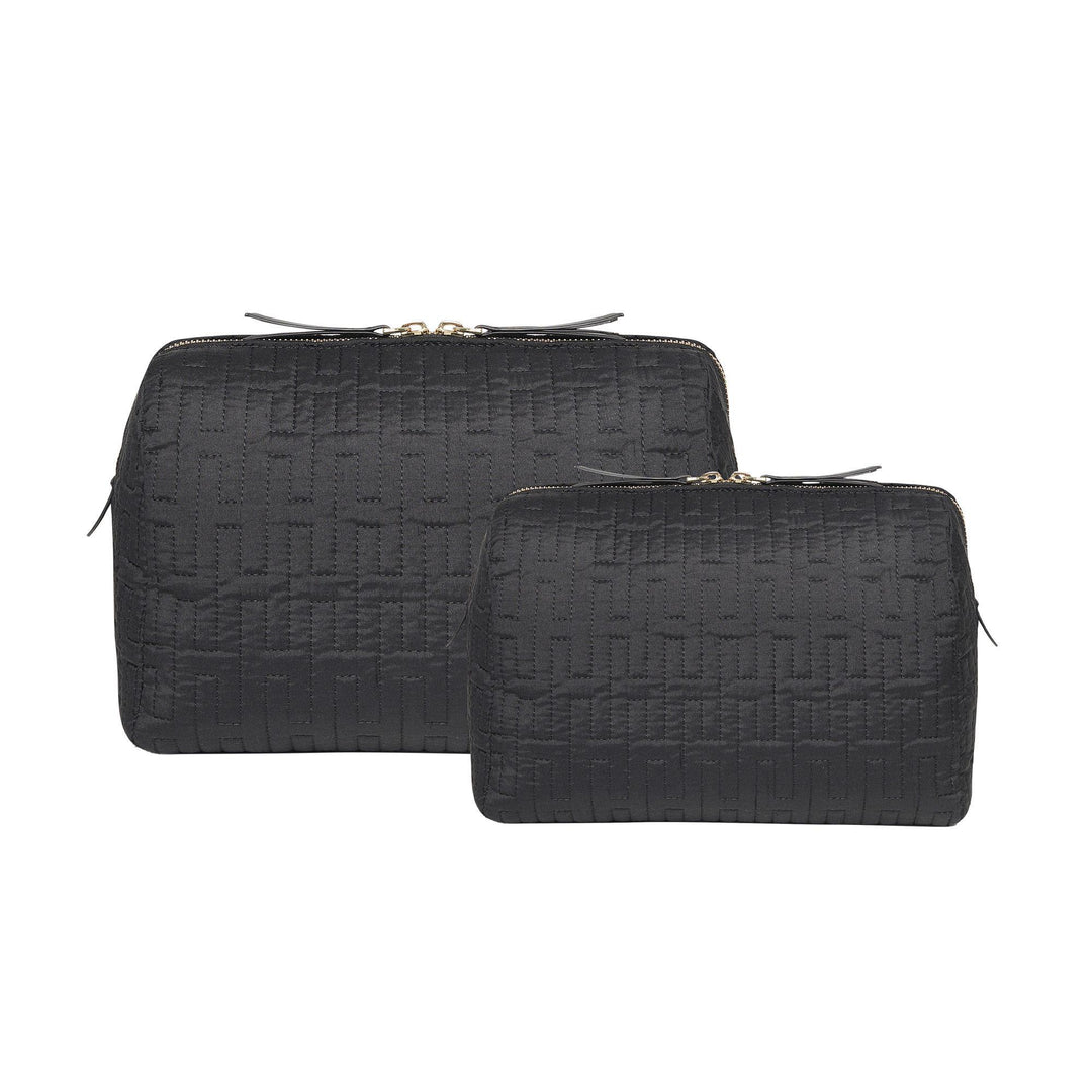 Freesia H Quilted Make-up Bag - Black