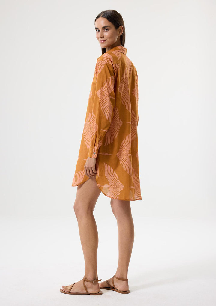 Wings Shirt Dress - Cinnamon