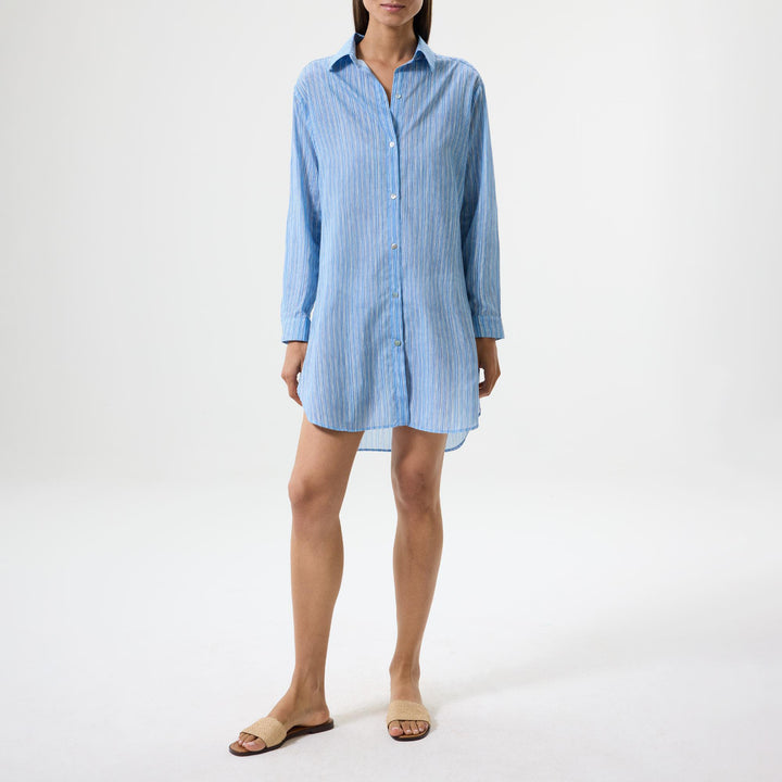 Shoreline Shirt Dress - Blue