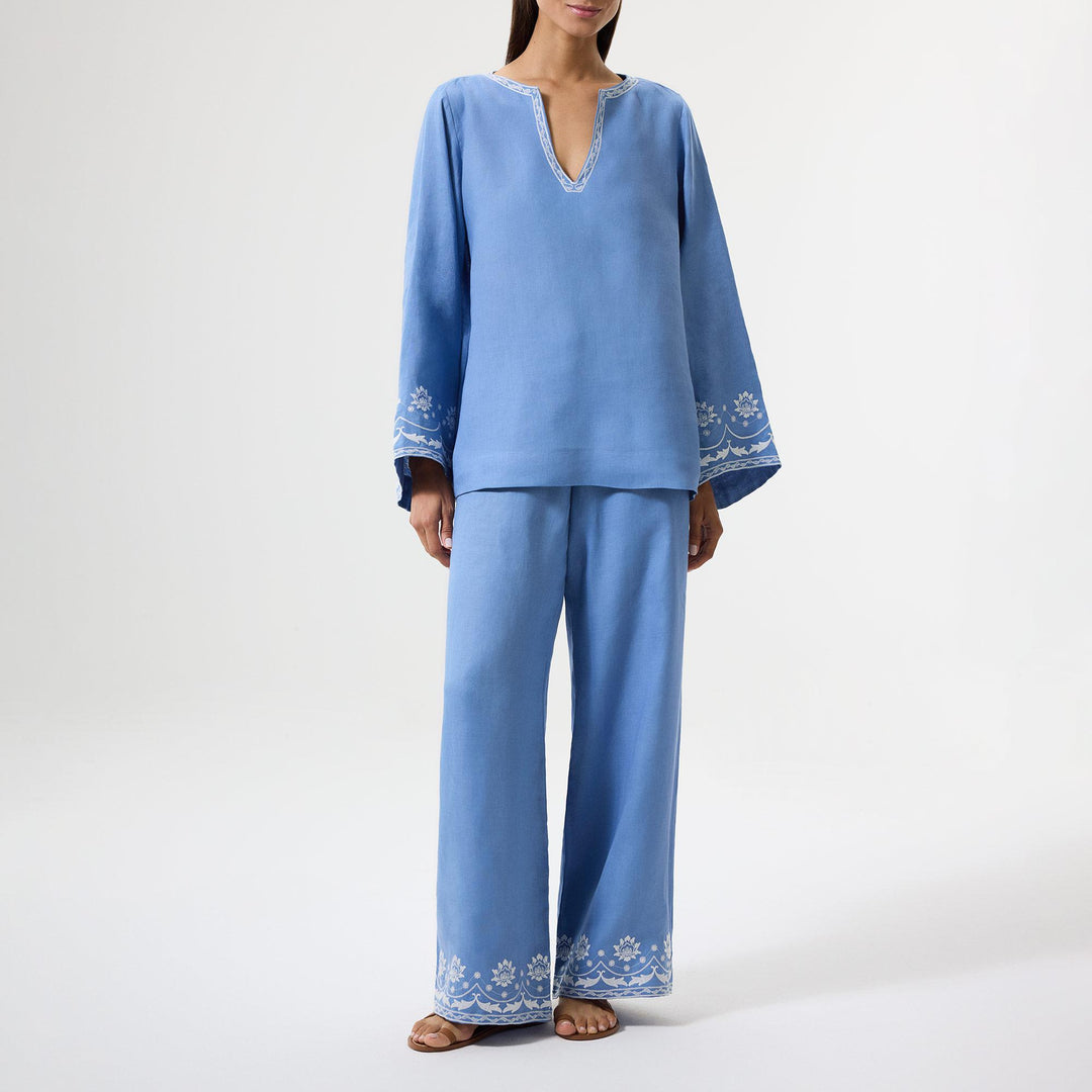 Bloom Embroidered Blouse - Blue