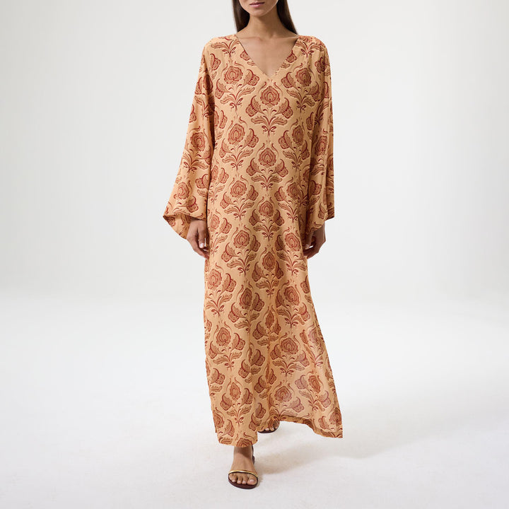 Lotus Long Kaftan - Cinnamon