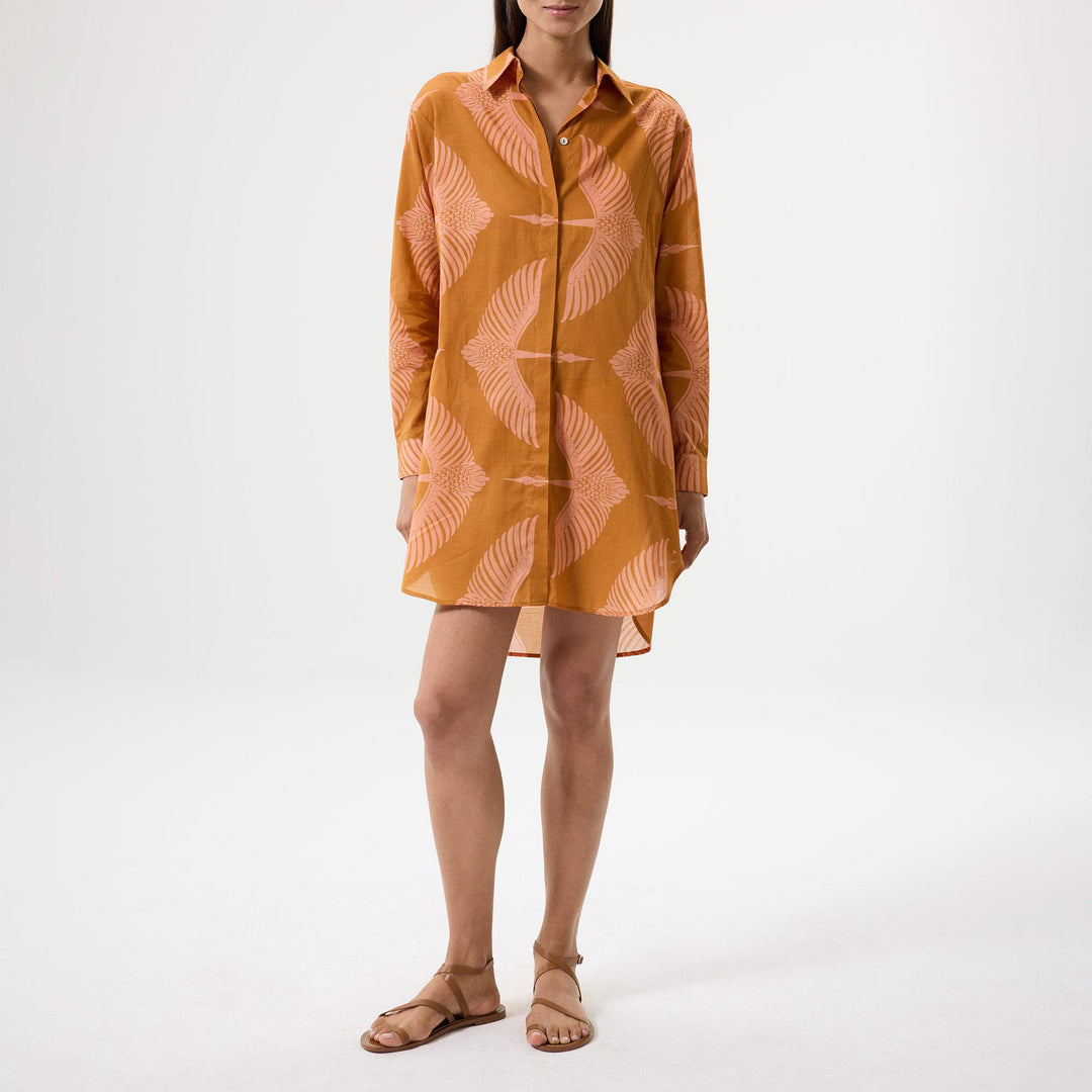 Wings Shirt Dress - Cinnamon