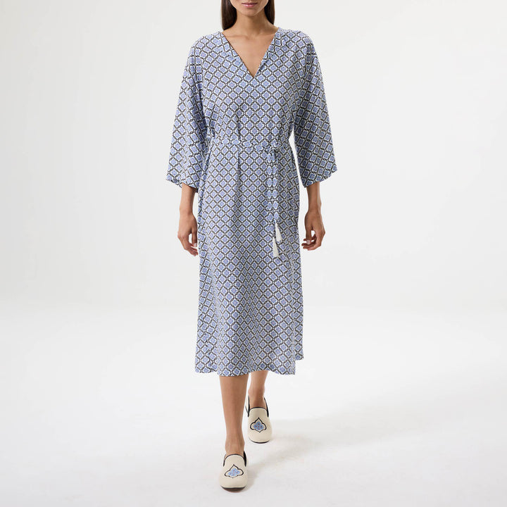 Lotus Garden Midi Dress - Blue