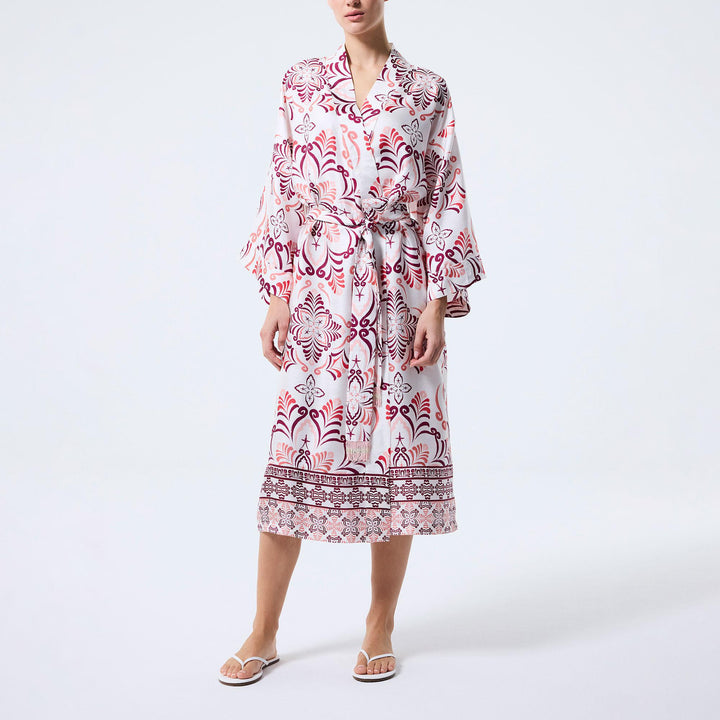 Bergamot Long Kimono - Burgundy