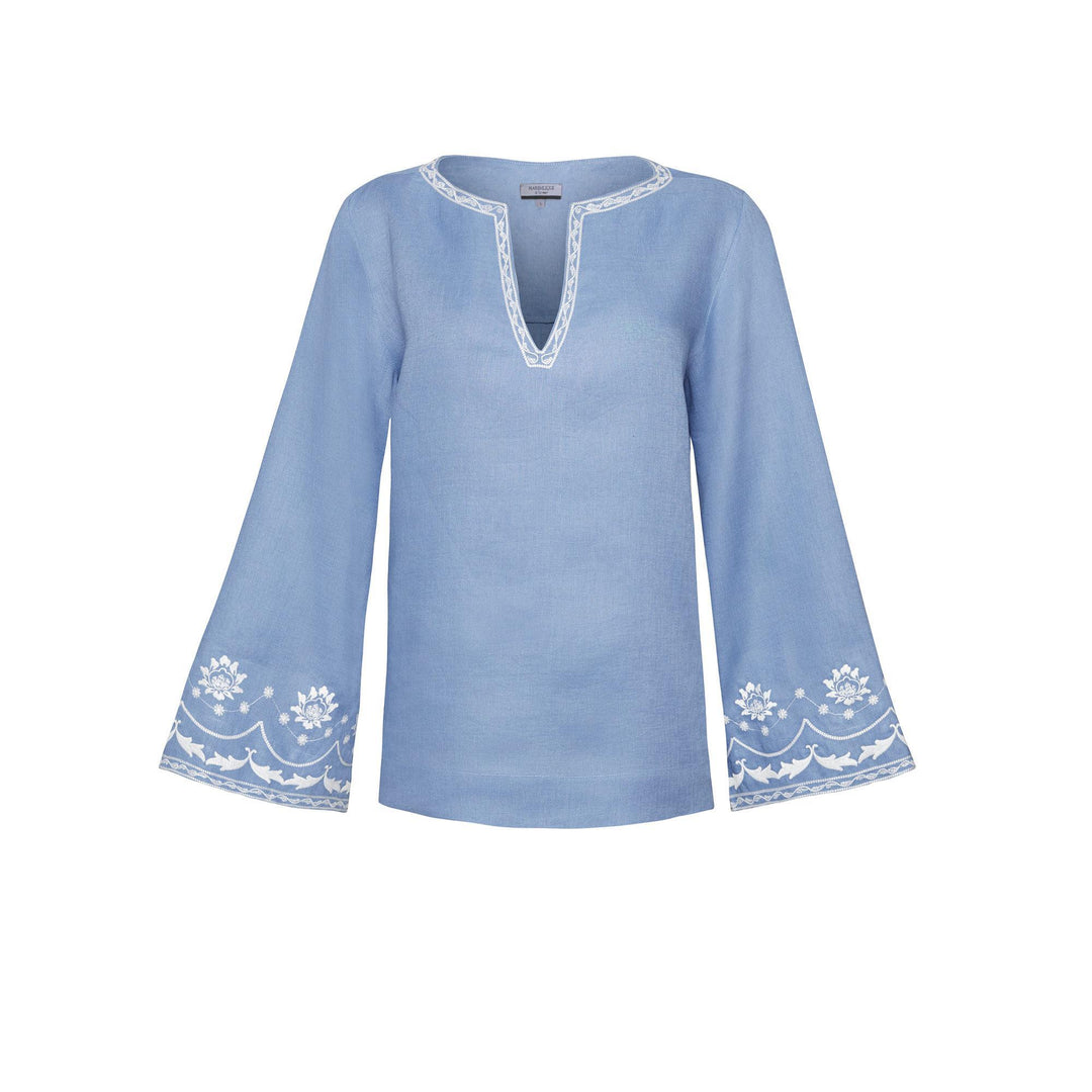 Bloom Embroidered Blouse - Blue