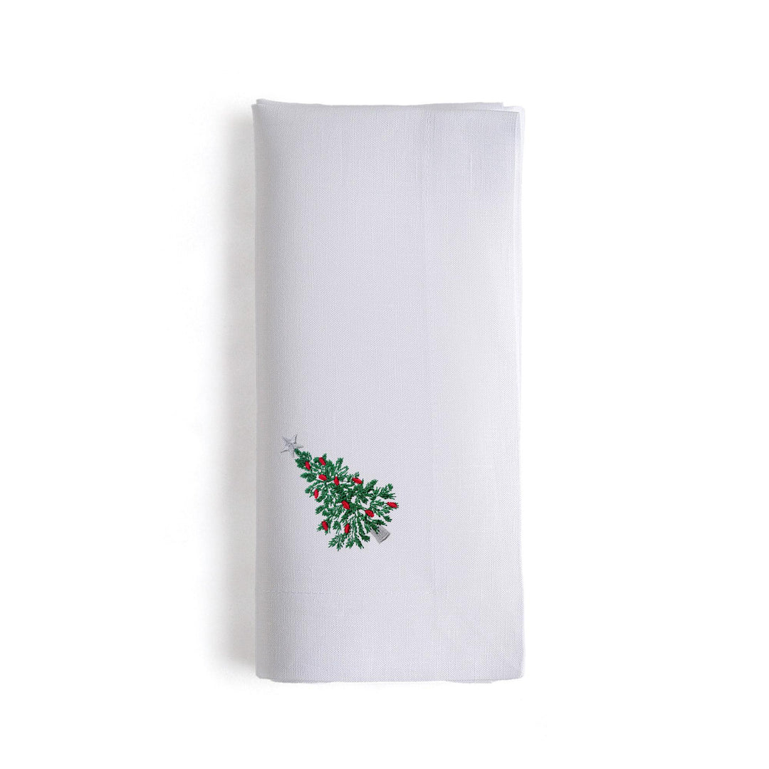 New Year Tree Embroidered  Napkin