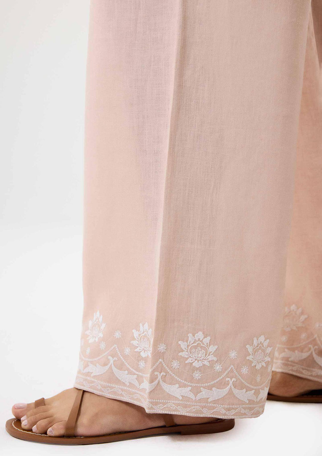 Bloom Embroidered Pants - Pink