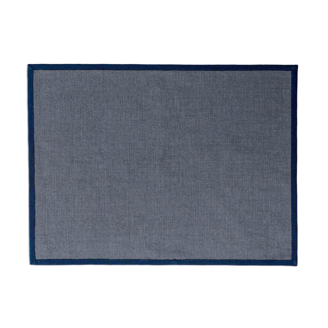 Grey Linen Placemat with Blue Border