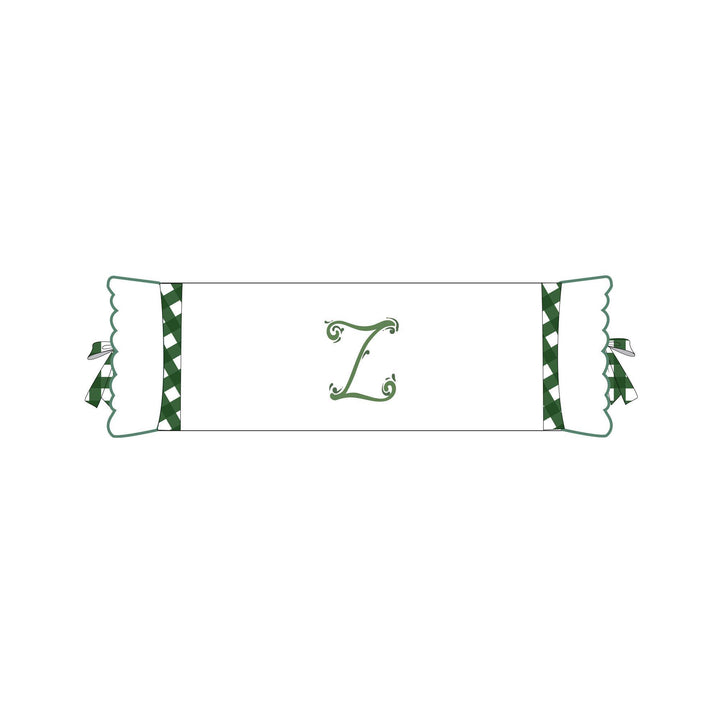 Seferî Flower Garden Bolster Cushion Cover with Monogram Embroidery - Green