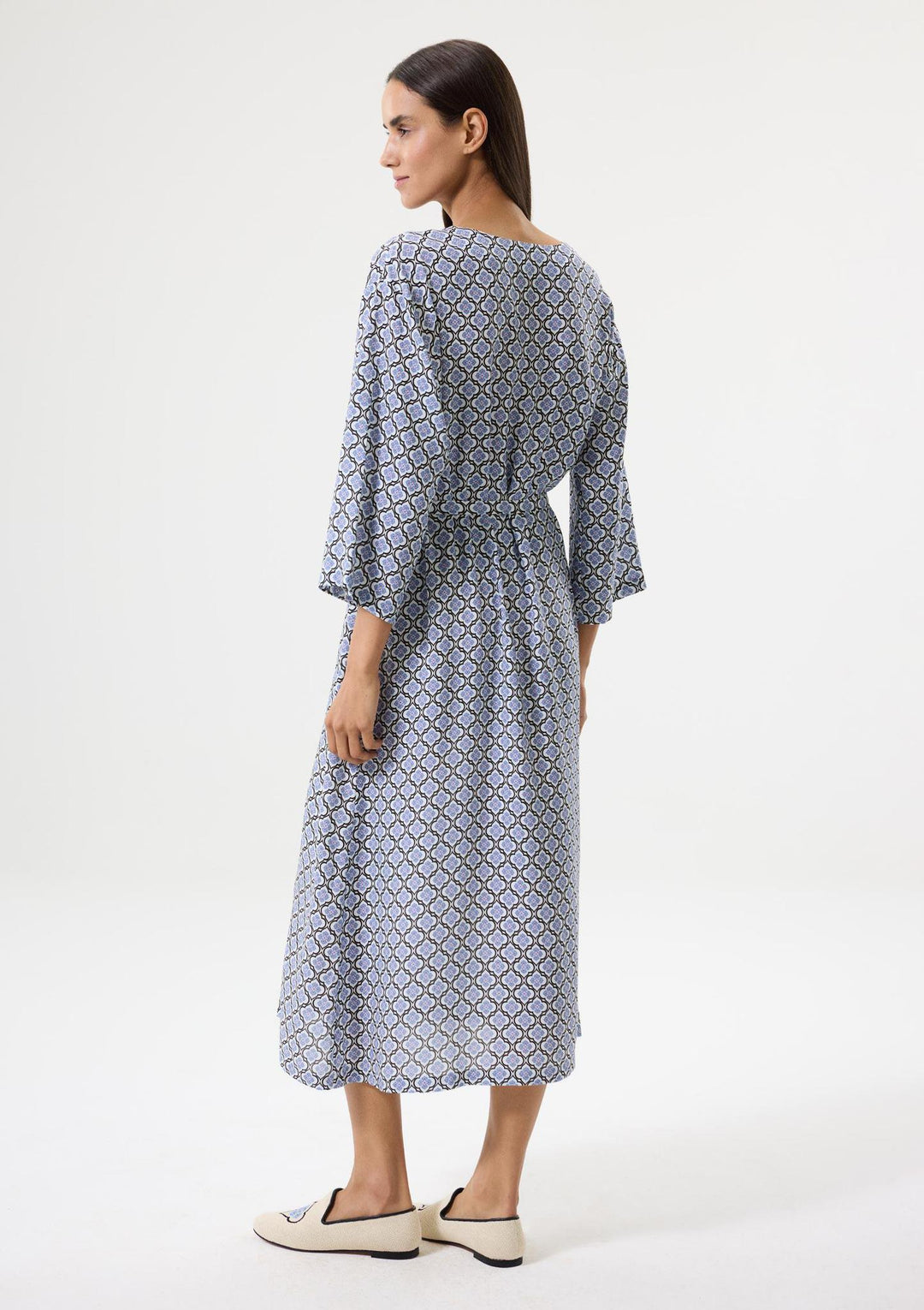 Lotus Garden Midi Dress - Blue
