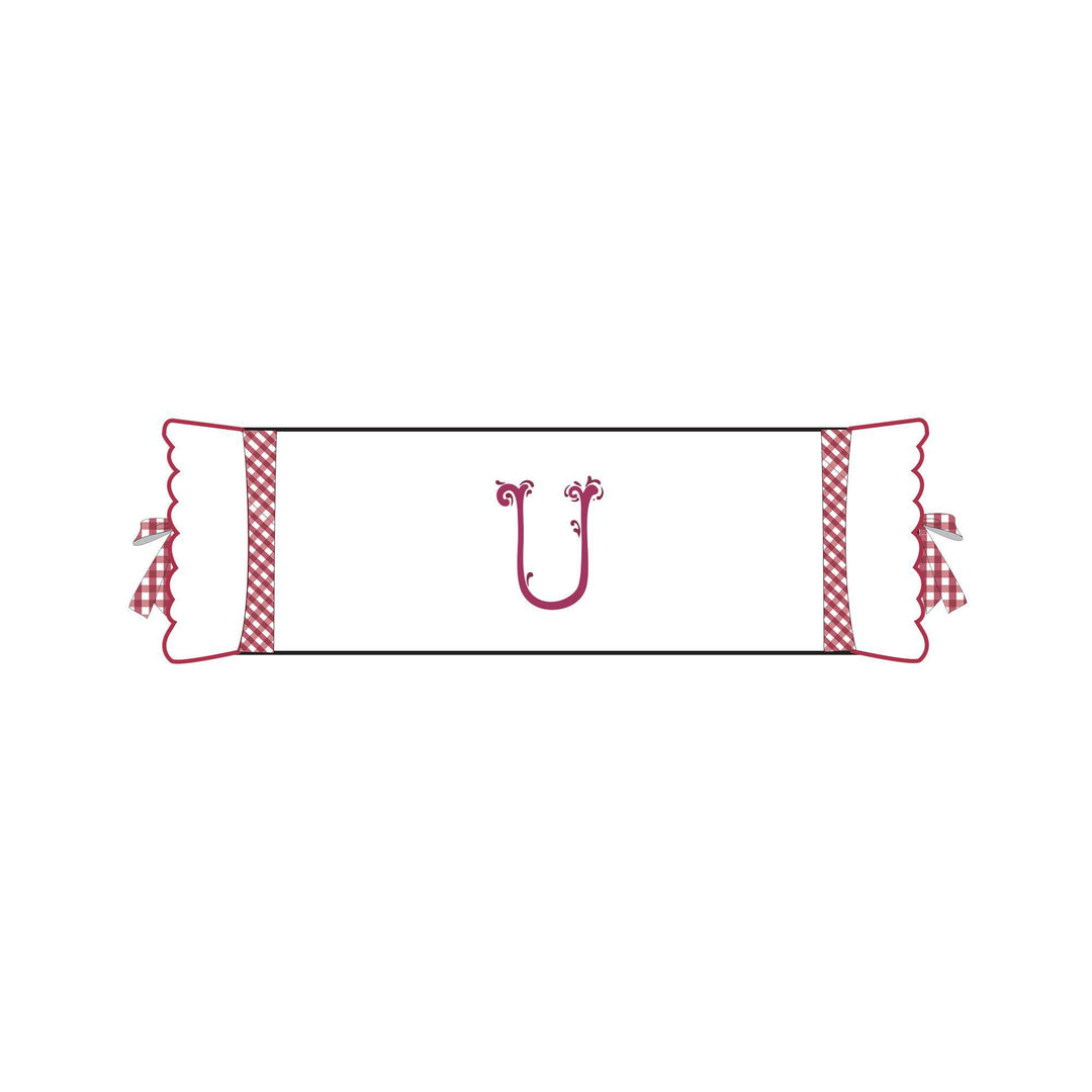 Seferî Flower Garden Bolster Cushion Cover with Monogram Embroidery - Pink