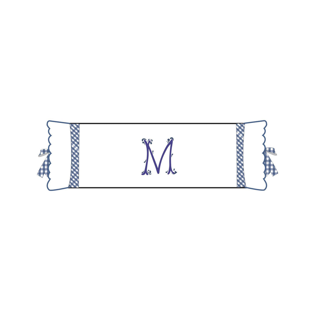 Seferî Flower Garden Bolster Cushion Cover with Monogram Embroidery - Blue