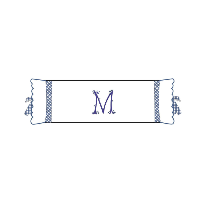 Seferî Flower Garden Bolster Cushion Cover with Monogram Embroidery - Blue
