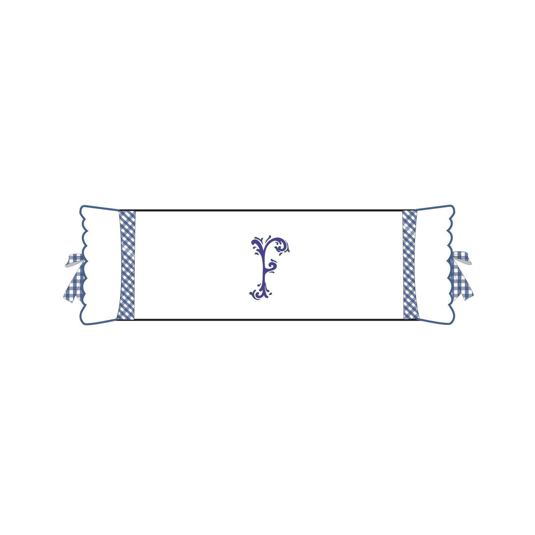 Seferî Flower Garden Bolster Cushion Cover with Monogram Embroidery - Blue