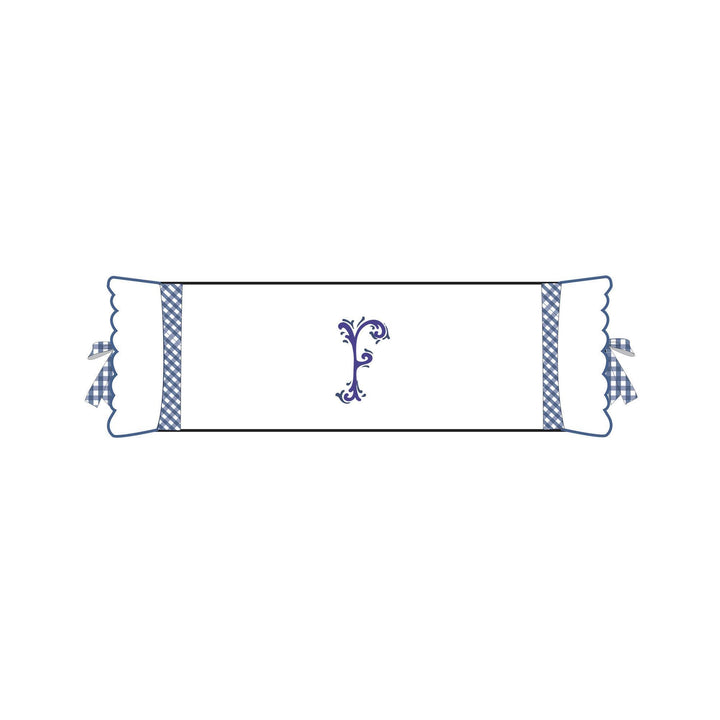 Seferî Flower Garden Bolster Cushion Cover with Monogram Embroidery - Blue