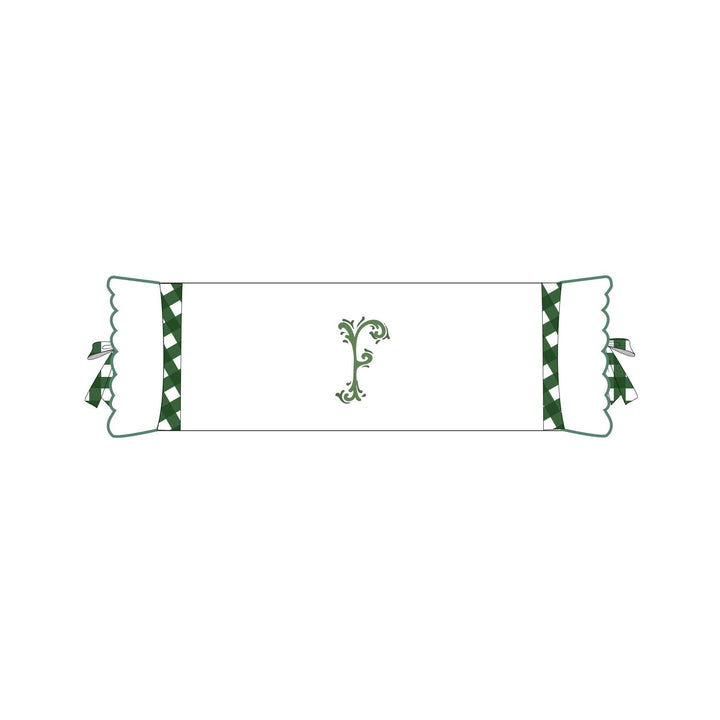 Seferî Flower Garden Bolster Cushion Cover with Monogram Embroidery - Green