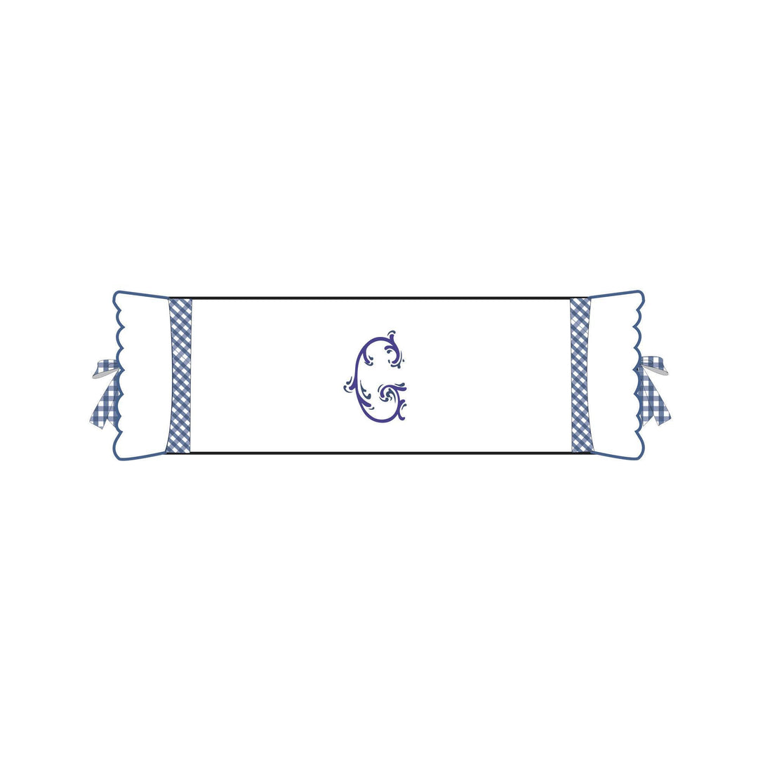 Seferî Flower Garden Bolster Cushion Cover with Monogram Embroidery - Blue