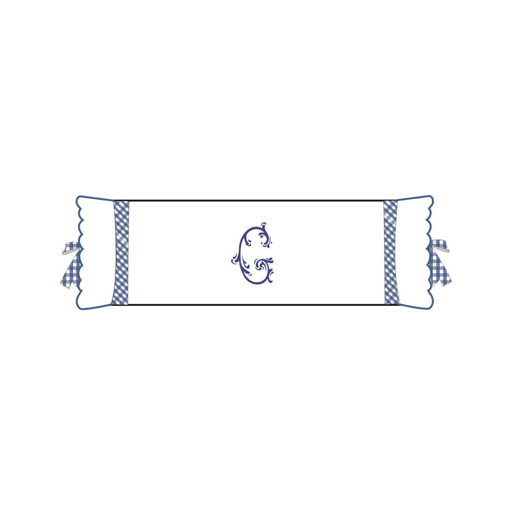 Seferî Flower Garden Bolster Cushion Cover with Monogram Embroidery - Blue