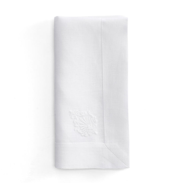 İznik Tile Flower Embroidered Napkin - White