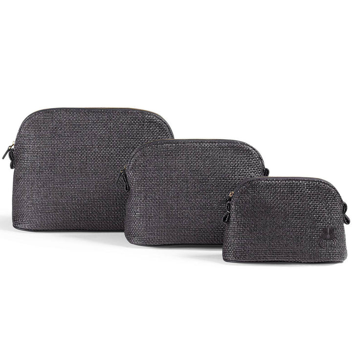 Raffia Make-up Bag - Black