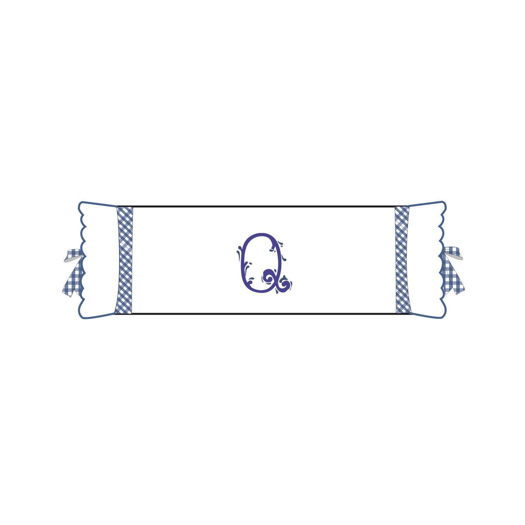 Seferî Flower Garden Bolster Cushion Cover with Monogram Embroidery - Blue