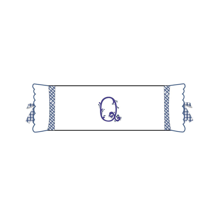 Seferî Flower Garden Bolster Cushion Cover with Monogram Embroidery - Blue