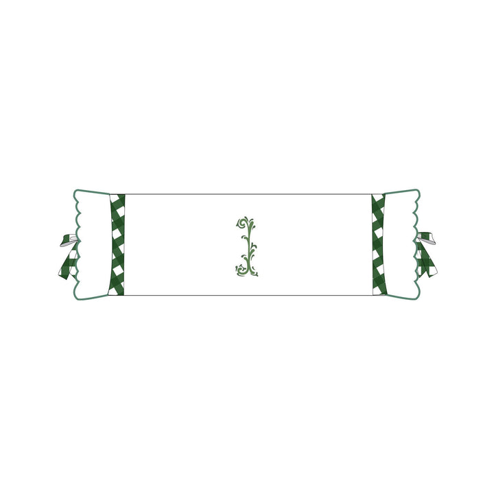 Seferî Flower Garden Bolster Cushion Cover with Monogram Embroidery - Green