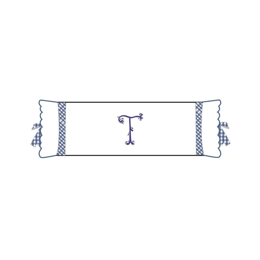 Seferî Flower Garden Bolster Cushion Cover with Monogram Embroidery - Blue