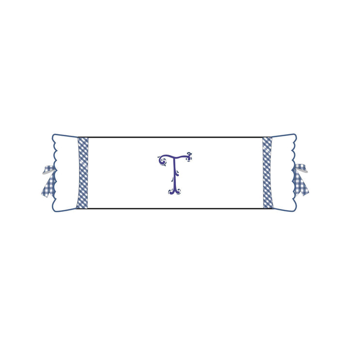 Seferî Flower Garden Bolster Cushion Cover with Monogram Embroidery - Blue