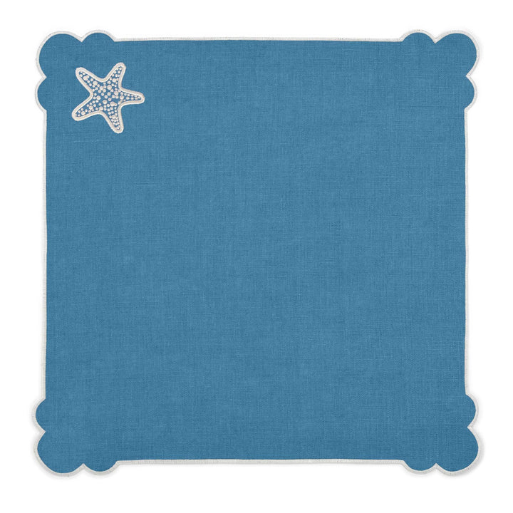 Seferî Embroidered Napkin - Under the Sea - Blue - Set of 4
