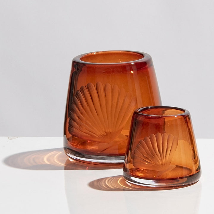 Hurricane Vase Sea Shell - Sunset/Tall