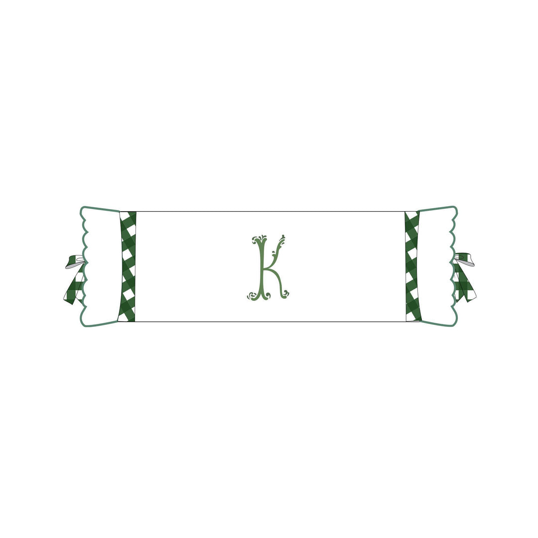 Seferî Flower Garden Bolster Cushion Cover with Monogram Embroidery - Green