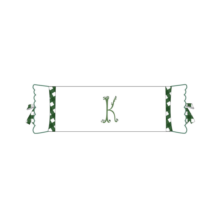 Seferî Flower Garden Bolster Cushion Cover with Monogram Embroidery - Green