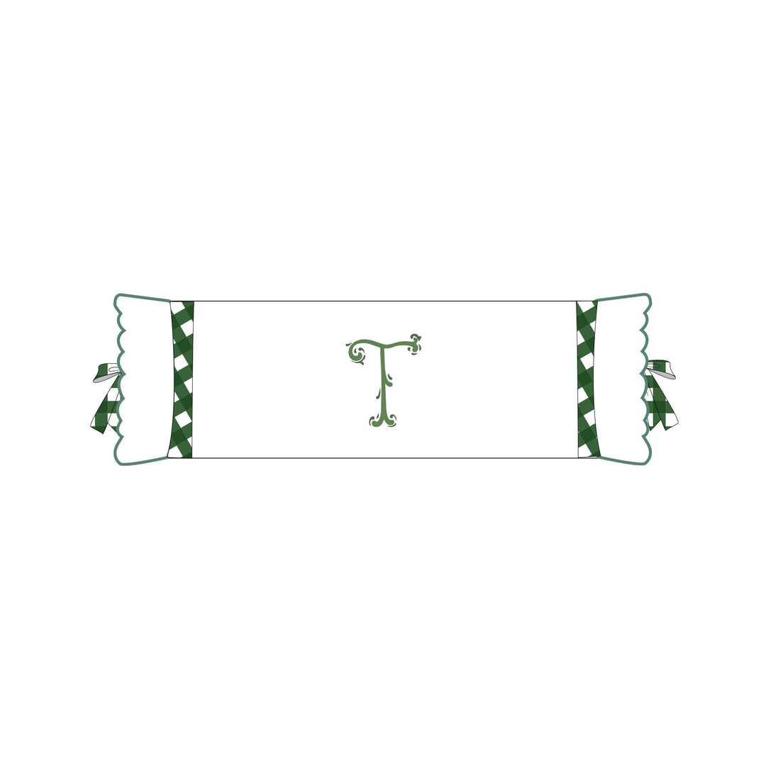 Seferî Flower Garden Bolster Cushion Cover with Monogram Embroidery - Green