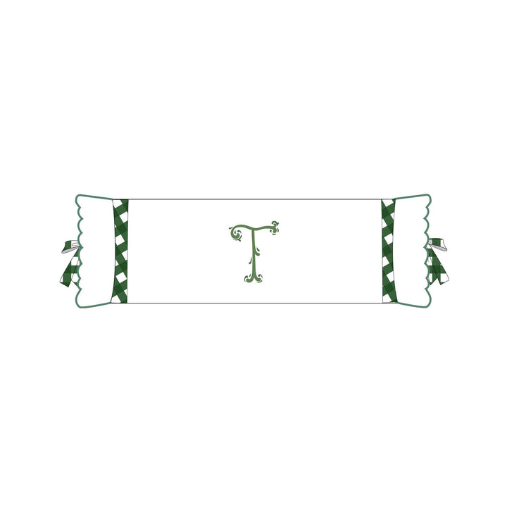 Seferî Flower Garden Bolster Cushion Cover with Monogram Embroidery - Green