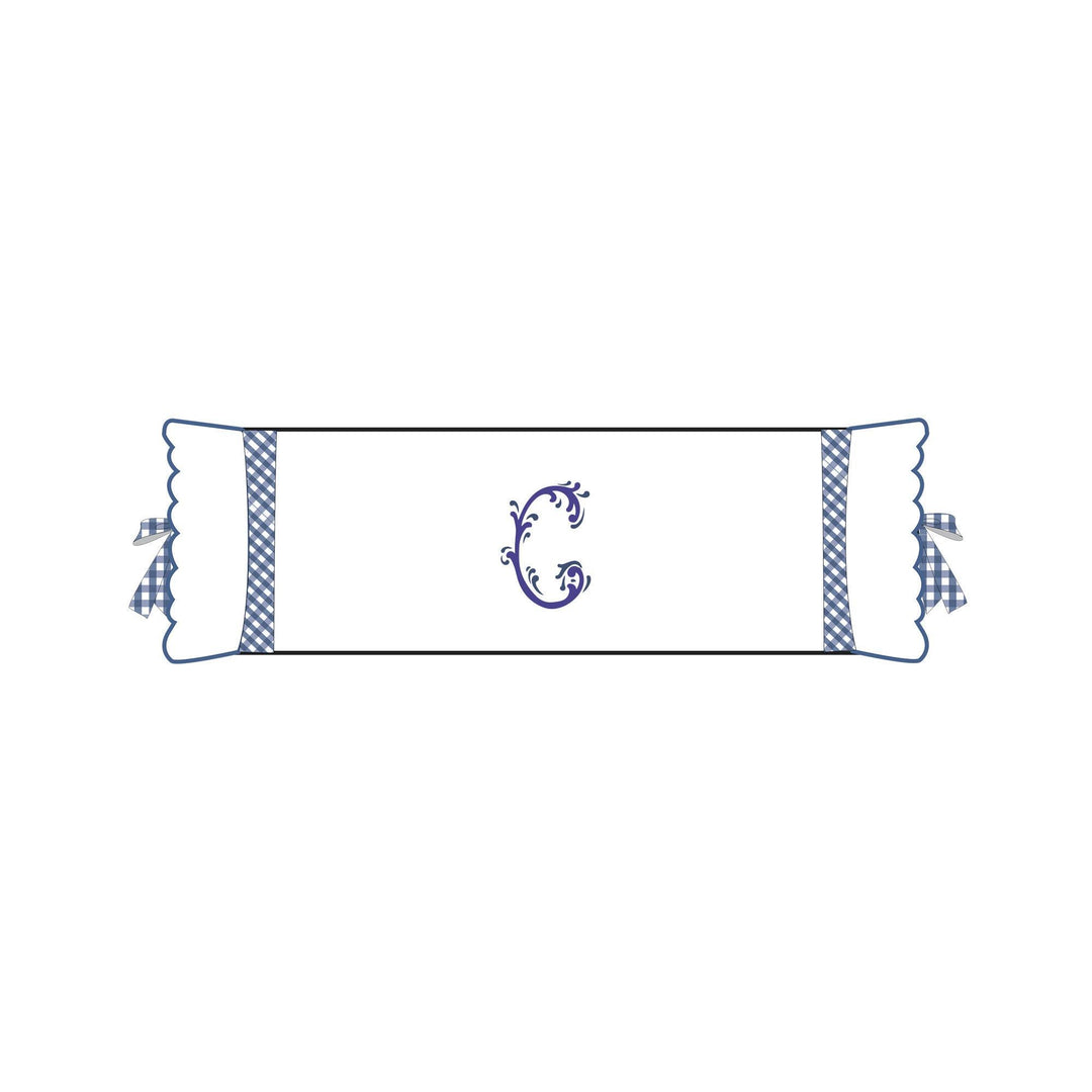 Seferî Flower Garden Bolster Cushion Cover with Monogram Embroidery - Blue