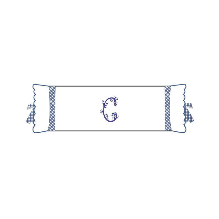 Seferî Flower Garden Bolster Cushion Cover with Monogram Embroidery - Blue