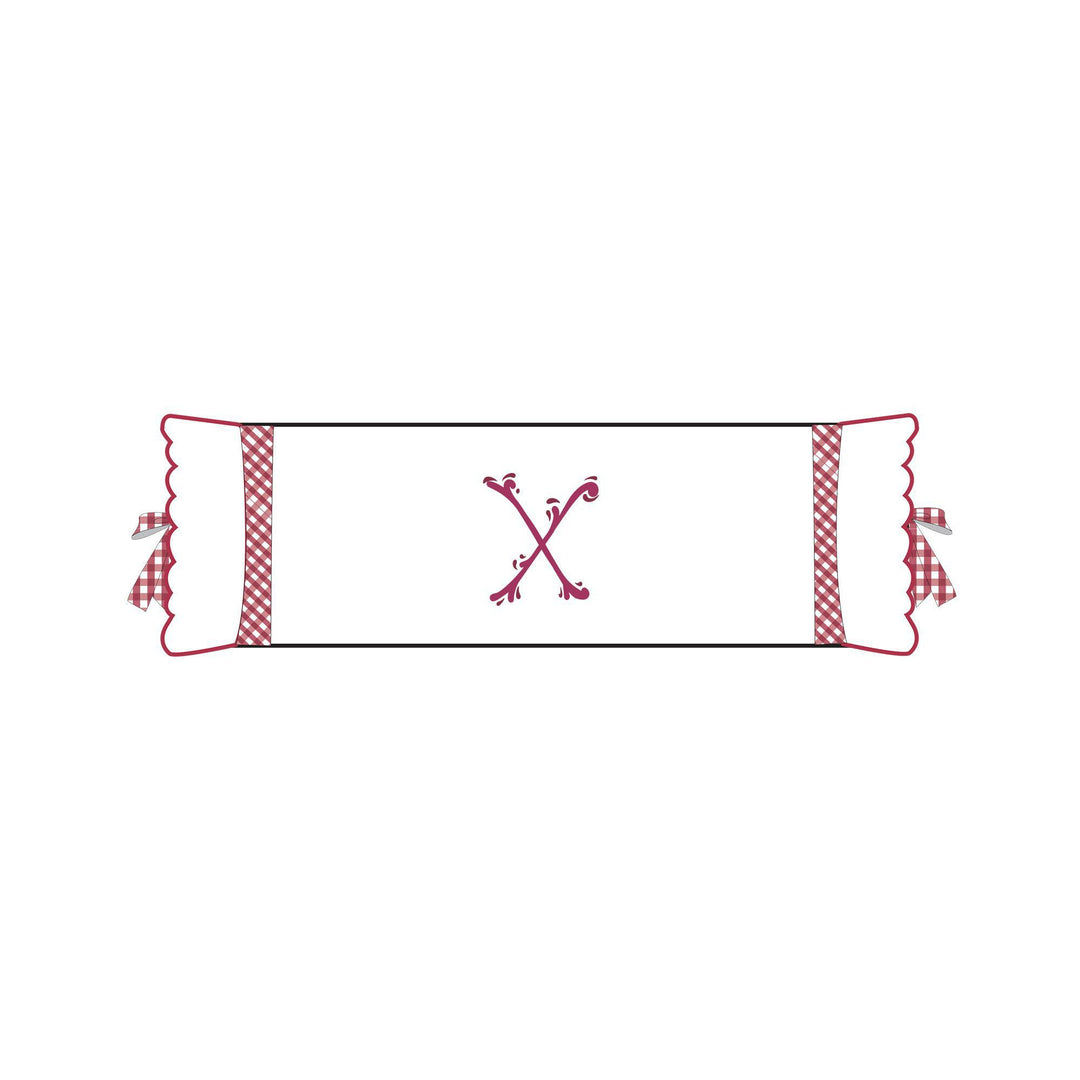 Seferî Flower Garden Bolster Cushion Cover with Monogram Embroidery - Pink