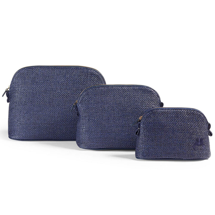 Raffia Make-up Bag - Navy