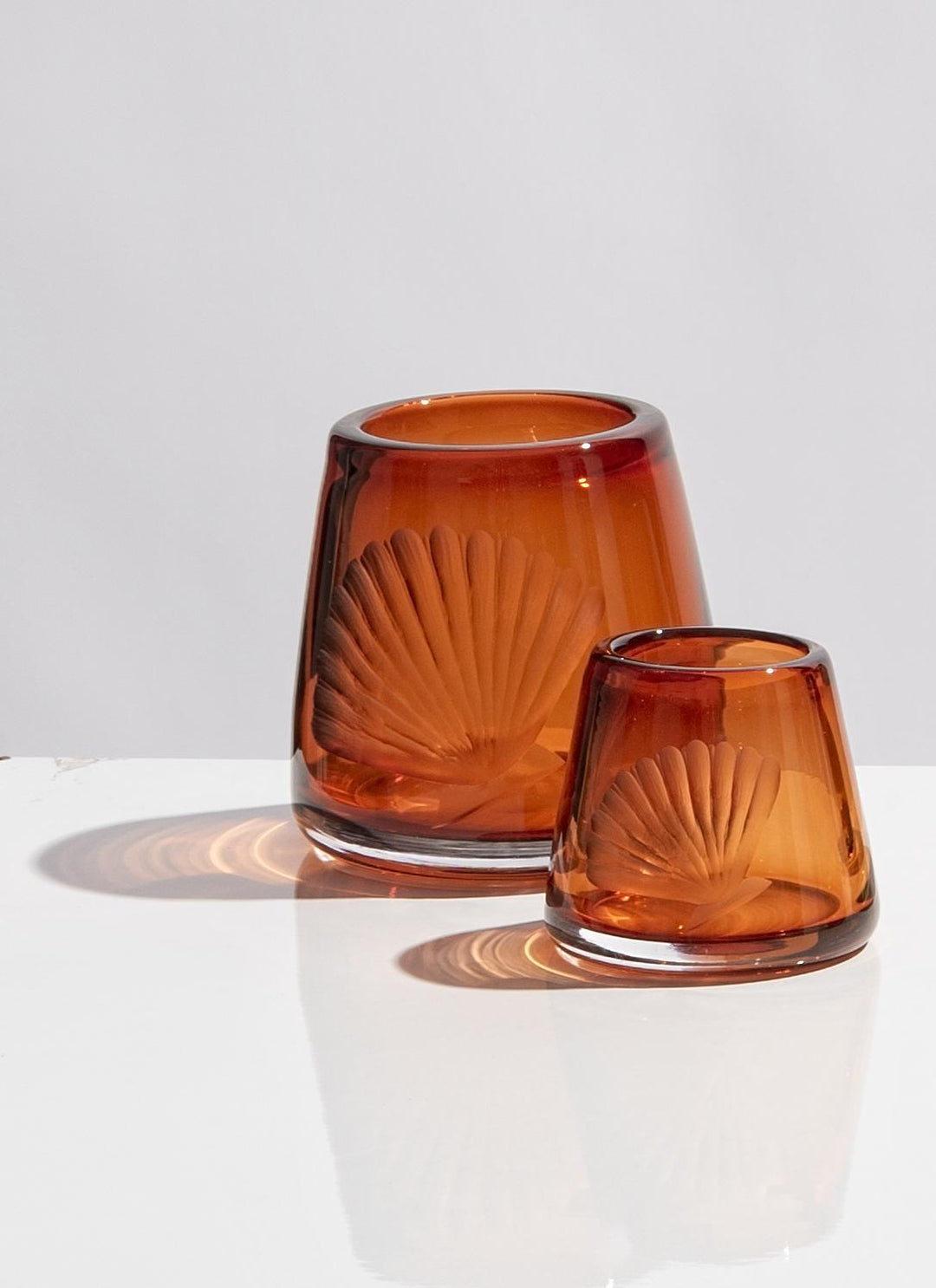 Hurricane Vase Sea Shell - Sunset/Tall