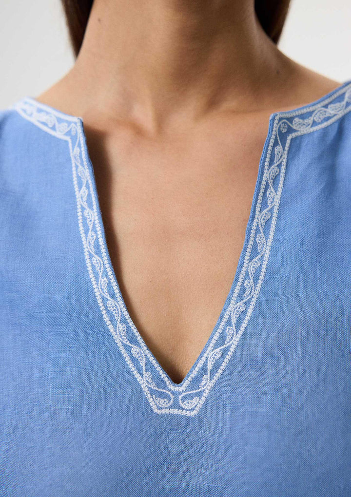 Bloom Embroidered Blouse - Blue
