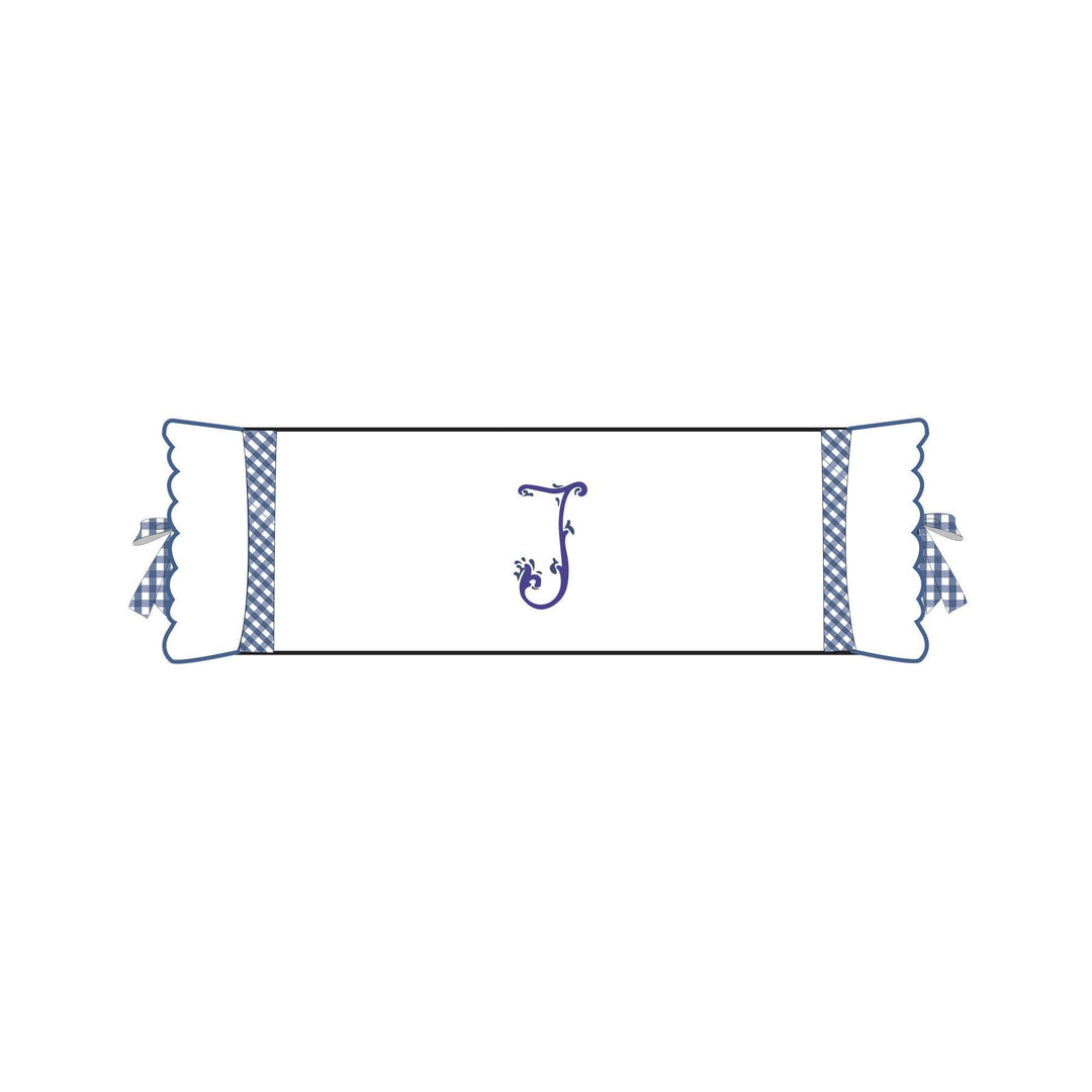Seferî Flower Garden Bolster Cushion Cover with Monogram Embroidery - Blue