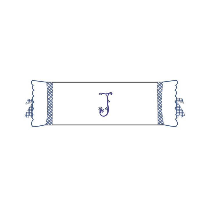 Seferî Flower Garden Bolster Cushion Cover with Monogram Embroidery - Blue