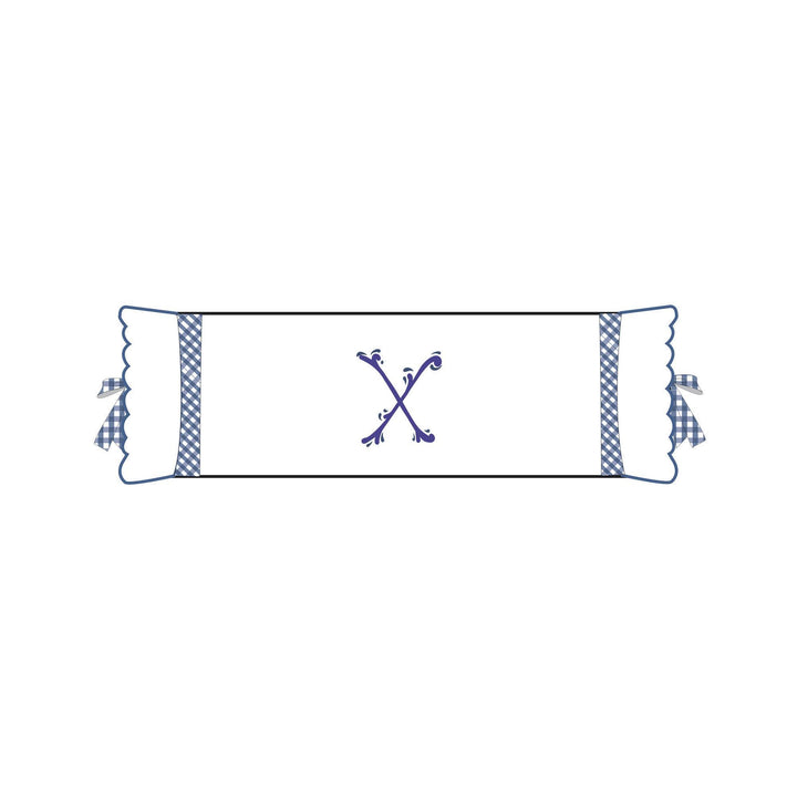 Seferî Flower Garden Bolster Cushion Cover with Monogram Embroidery - Blue