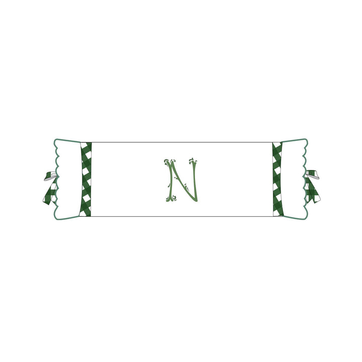 Seferî Flower Garden Bolster Cushion Cover with Monogram Embroidery - Green