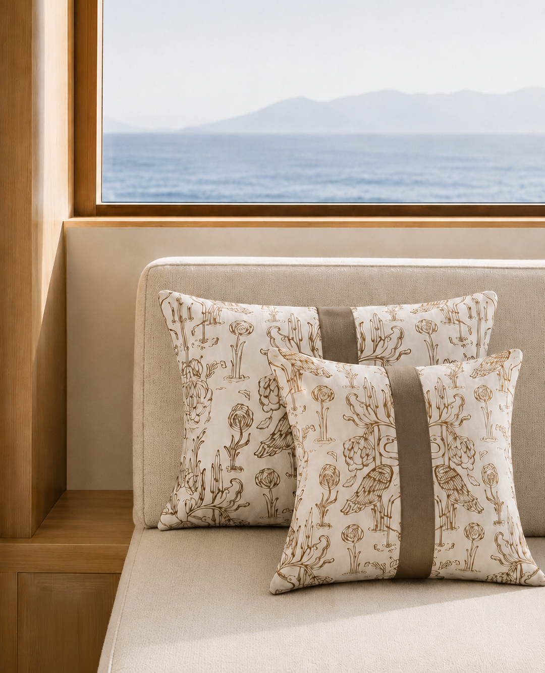 Everbound Decorative Cushion with Band Detail - White - 16''x16''