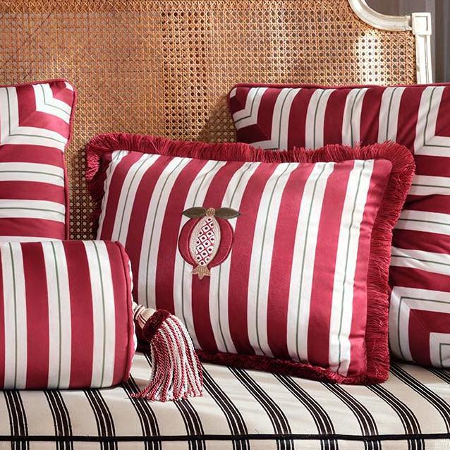 Seferî Ottoman Stripe Decorative Cushion - Pomegranate Embroidery