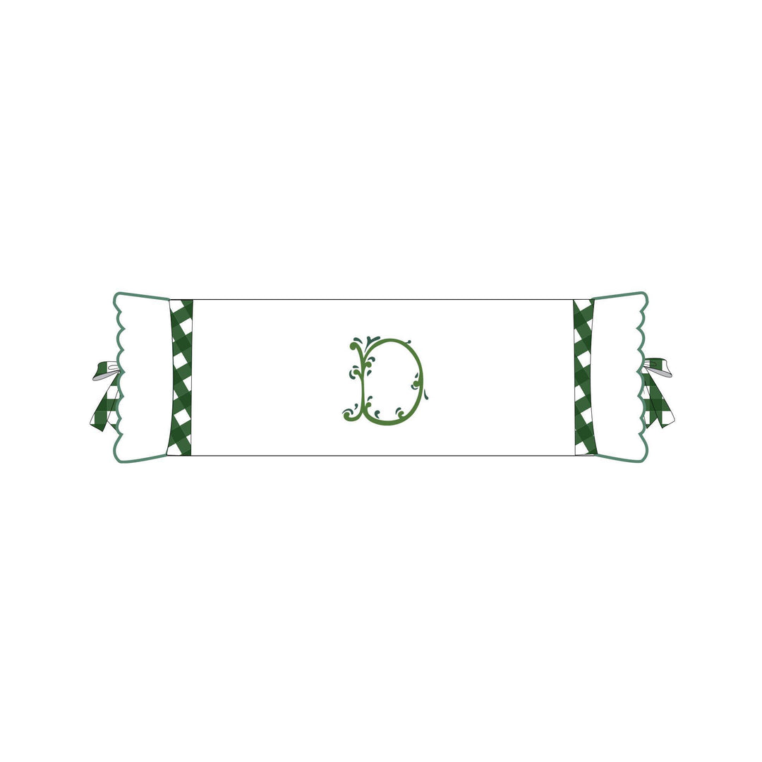 Seferî Flower Garden Bolster Cushion Cover with Monogram Embroidery - Green